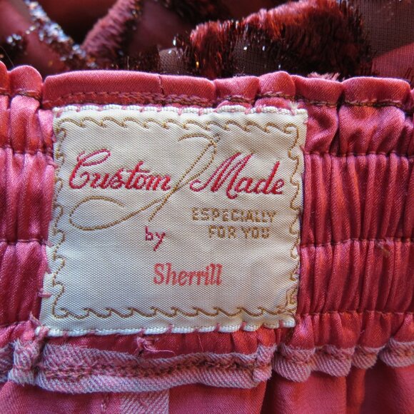 Custom Made Wide Leg Rust Pants Evening Cocktail Chiffon Lined Leaves Size Med - Picture 7 of 7